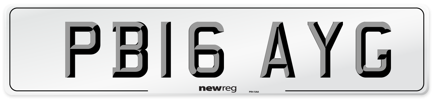 PB16 AYG Number Plate from New Reg